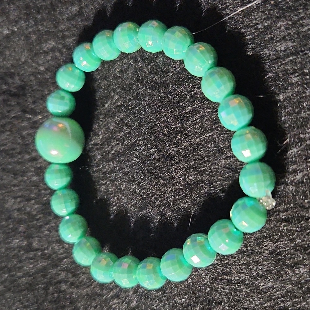 Handcrafted beaded bracelet made on a stretchy cord